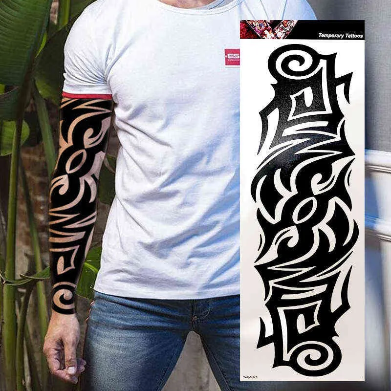NXY Temporary Tattoo Large Arm Sleeve Tiger Skull Owl Waterproof Tatto Sticker Fox Lion Body Art Full Fake Tatoo Women Men 0330