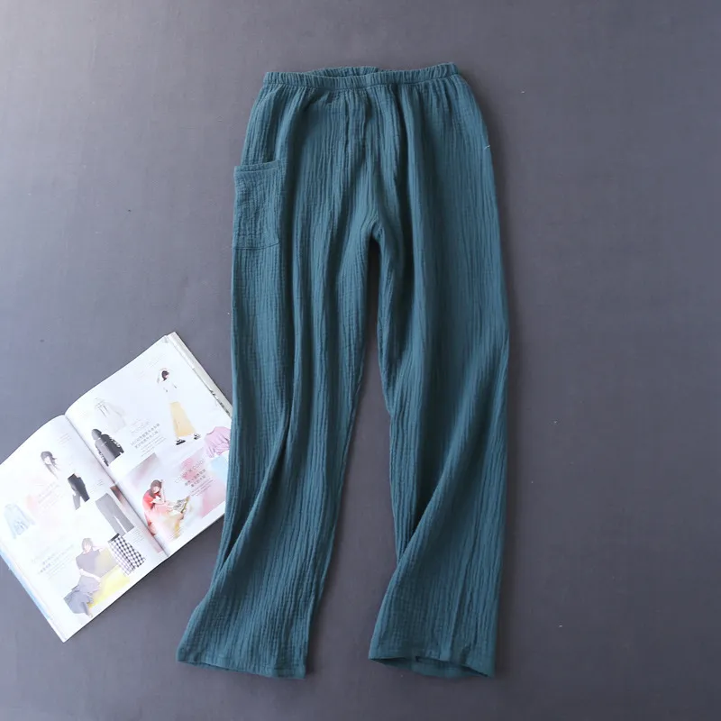 Style japonais printemps et automne dames coton crêpe tissu à manches longues pantalon pyjama cactus confortable service à domicile 220421
