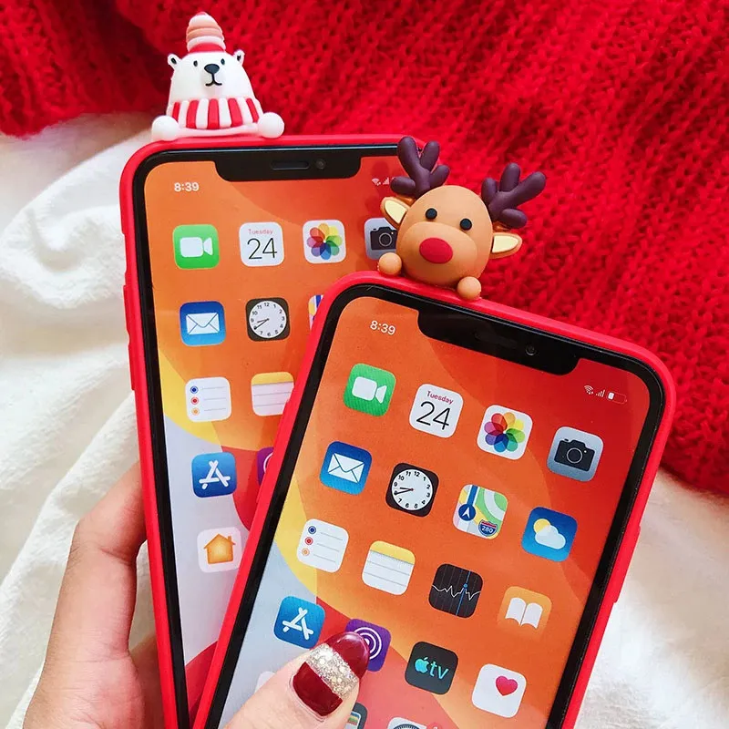 3D Christmas Doll Soft TPU Cases for Xiaomi Redmi Note 9 8 7 6 5 8T Pro 9S 9A 8A MI 11 A3 10 Lite CC9E CC9 A2 Cartoon Cover
