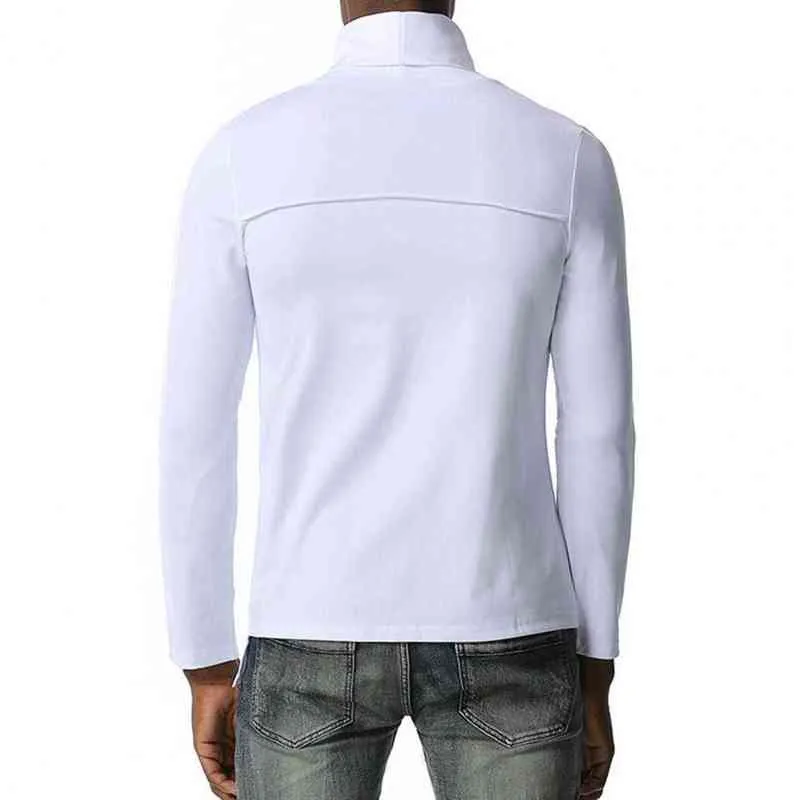 Сплошные футболки Мужчины водолазки Топ Стильные 3D-режущие топ с длинным рукавом.