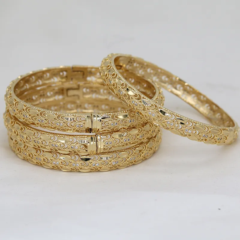 Dubai Bangles För Kvinnor Flicka Rhinestones Smycken 14K Guldpläterad Afrika Lyx Saudiarabien Armacelets Habesha Indian Bride Gift 220411