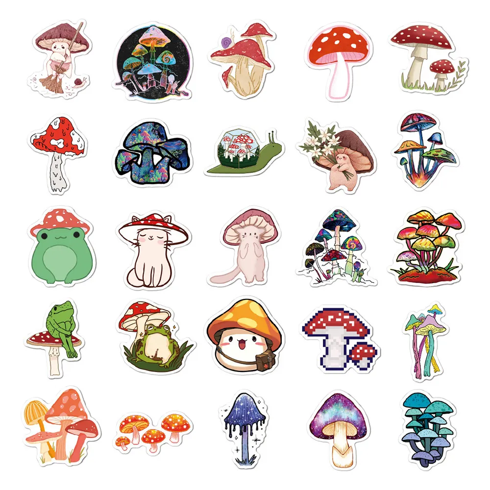 New Waterproof 10 30 Cartoon Mushroom Plant Graffiti Stickers Decals Phone Bike Skateboard Laptop Scrapbook Diary Cute Stick243G