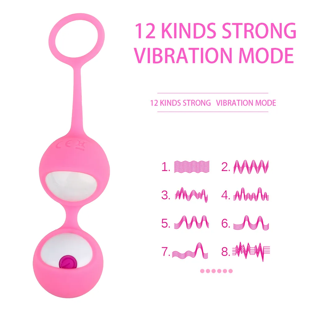 Akıllı Kegel Ball Vibratör 12 Hızlar Vajinal Seksi Oyuncaklar Kadınlar Için Ben Wa Vajina Egzersiz Sıkın
