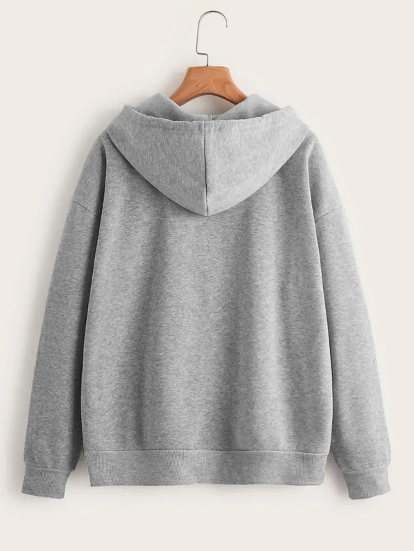 Y2K klädhuvtröjor Sweatshirt Solidt dragsko Zip Up Drop Shoulder Hoodie Women Oversize Coat Harajuku Streetwear Tops 220813