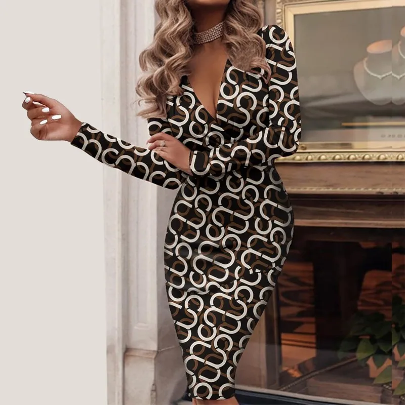 Осенняя зимняя женщина сексуальное платье леопардовое припечаток