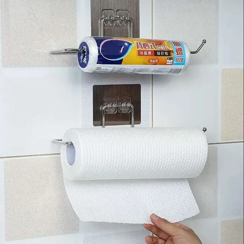 SelfAdhesive Kitchen Toilet Roll Paper Holder Stand Storage Rack Bathroom Accessories 220611