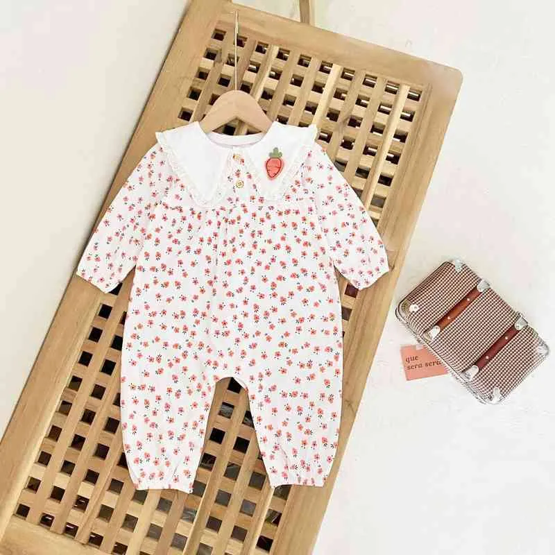 2022 New Baby Children's Clothing Cute Baby Girls Floral Rompers Spring Autumn Clothes Newbor 1st Birthday Outfits Jumspuits G220510