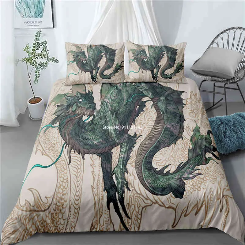 Forntida drake mönster high-definition digital tryck sängkläder set dubbel drottning ner täcke omslag kudde hemtextil