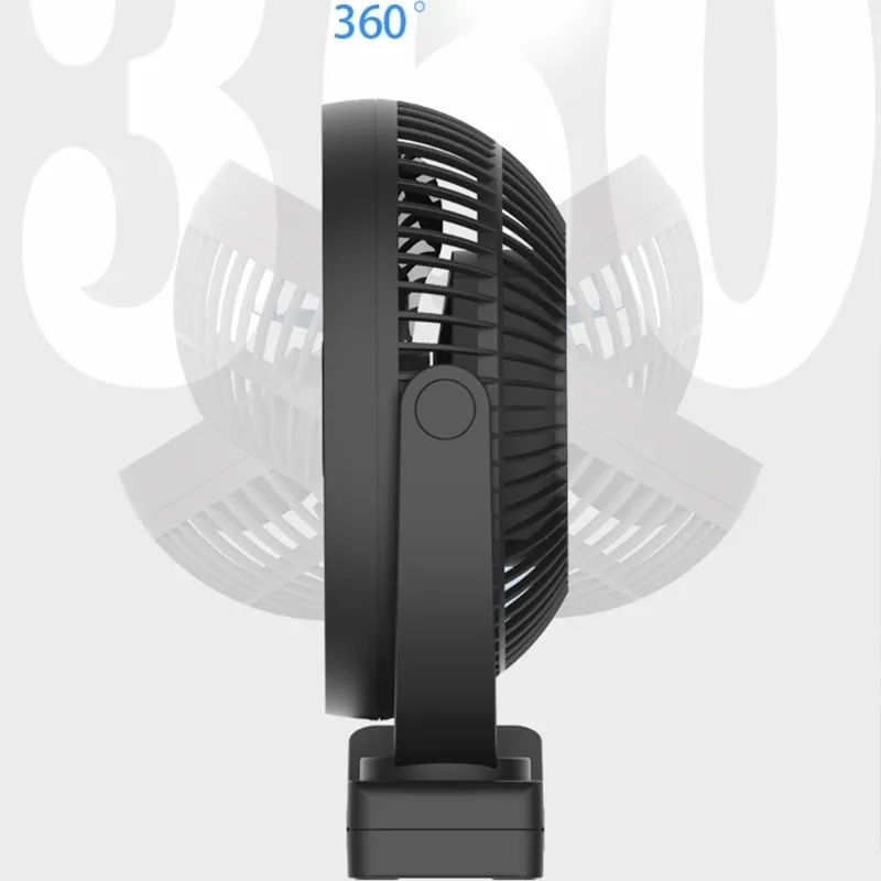 360 вращения USB Батарея Двойной цели мини -зажим на вентиляторе, перезаряжаемый настольный настольный вентилятор Сильный ветер 220505
