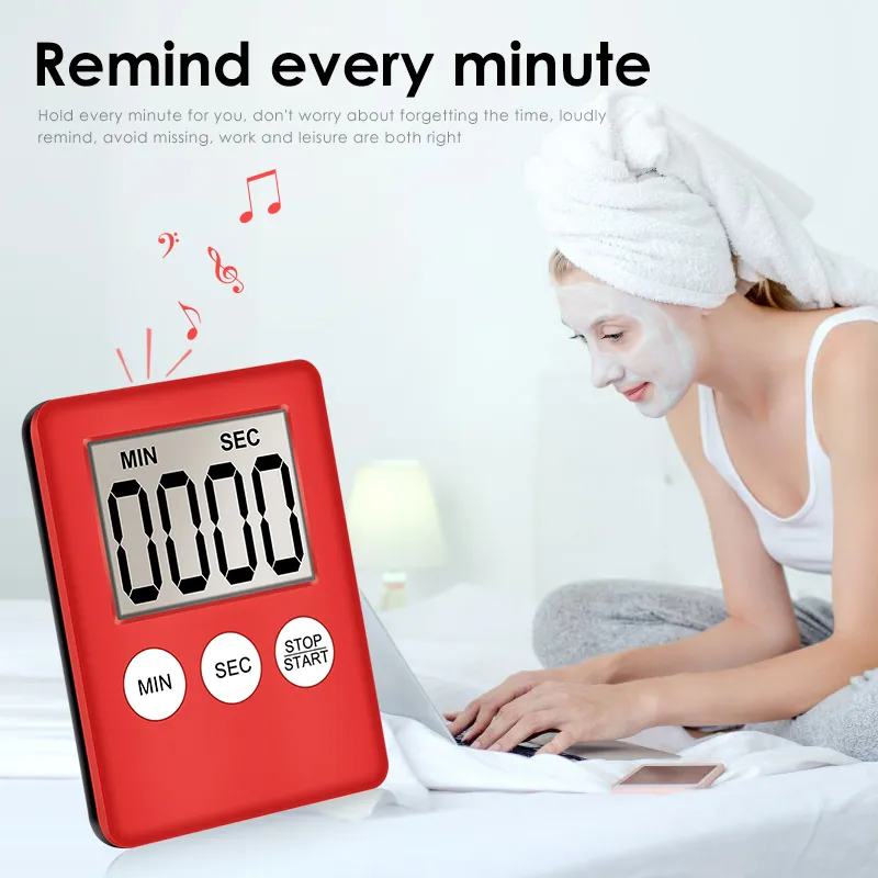 Minuterie de cuisine numérique magnétique cuisson cuisson LCD compte à rebours alarme forte compte à rebours alarme aimant sommeil horloge
