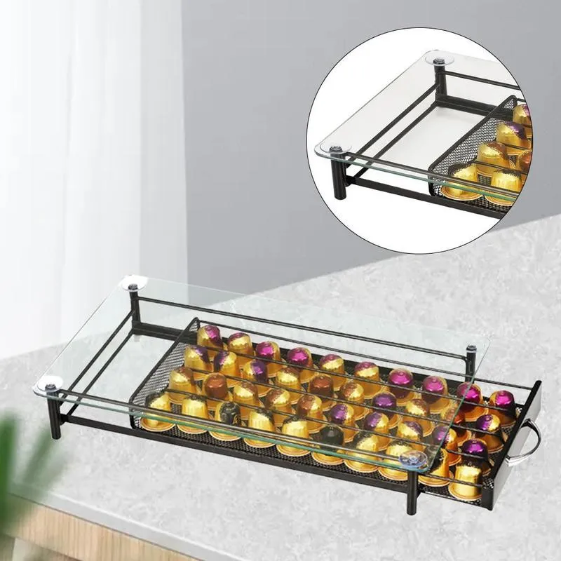 Glazen koffiepadhouders, waterdichte praktische kijkbare opslagplanken Organisator voor Nespresso Home Kitchen Organisation Cafe 220509