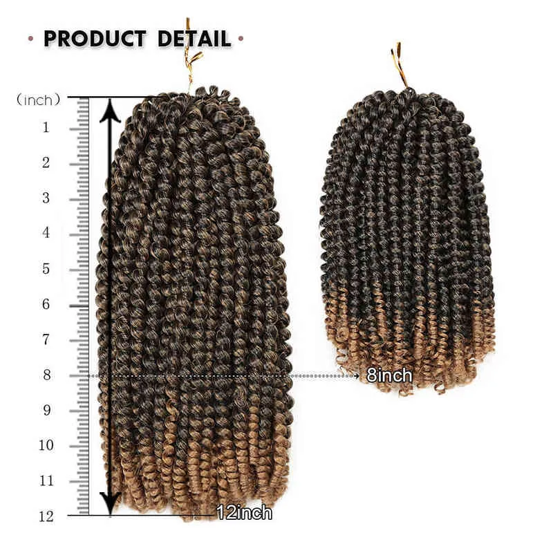 12 inch Spring Twist Hair Afro Fluffy Synthetic Braids O ombre haakverlengingen voor vrouwen Groothandel Expo City 220610