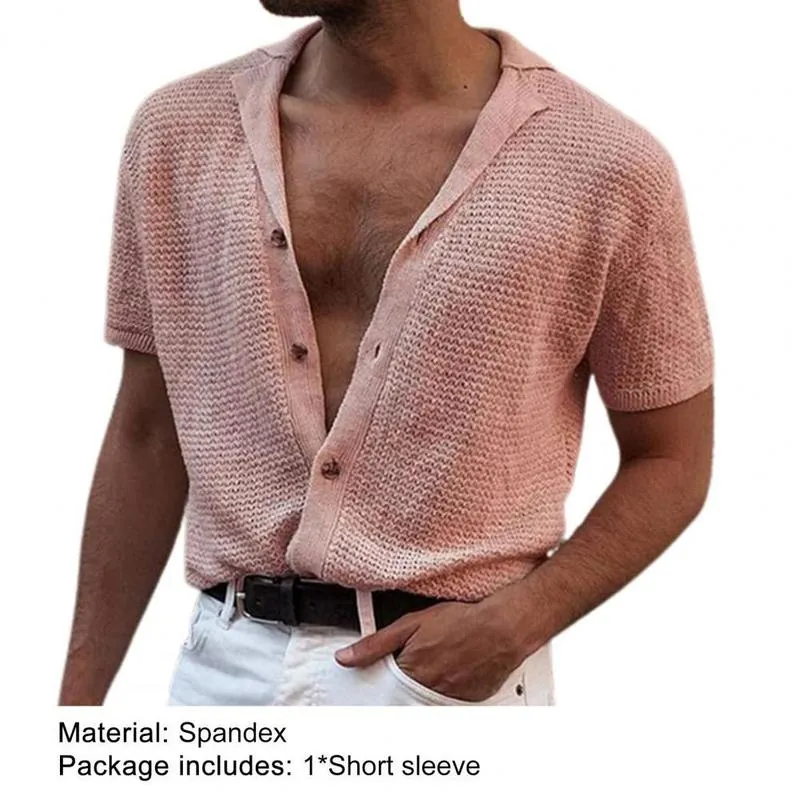 Erkekler Tişört Düz Renk Örgü Yaz Topları Erkekler için Sokak Giyim Gündelik Gömlek Kavur Düğmeleri 220616