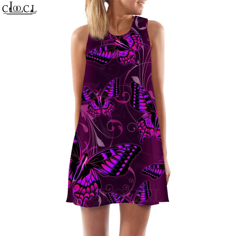 Femmes débardeur robe belle papillon 3D motif imprimé robe courte fête femme gilet mode sans manches robe W220616