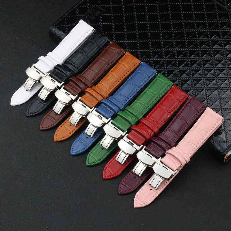 Quick release Genuine Leather starp Bamboo pattern for Men 20 22 mm with box wristband with butterfly Double pull buckle G220420