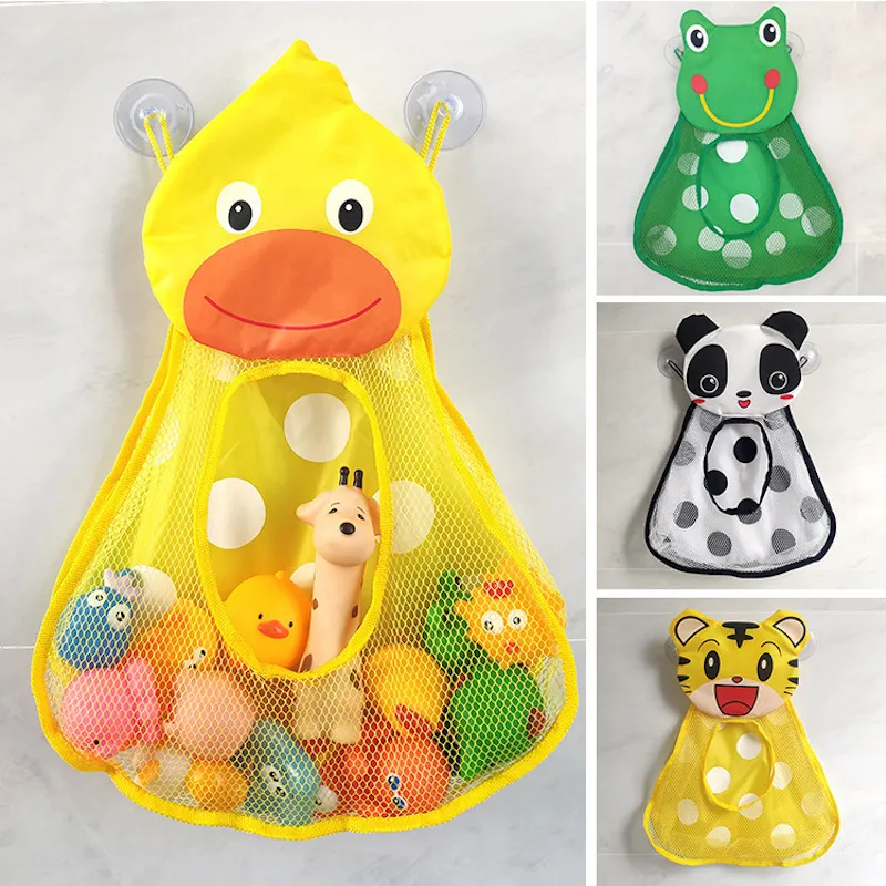 Baby Bath Toys Organizer Mesh Net stora leksaksförvaringspåsar Starka sugkoppar Badrumkorgar Baby Bath Essentials Duschhållare 220531