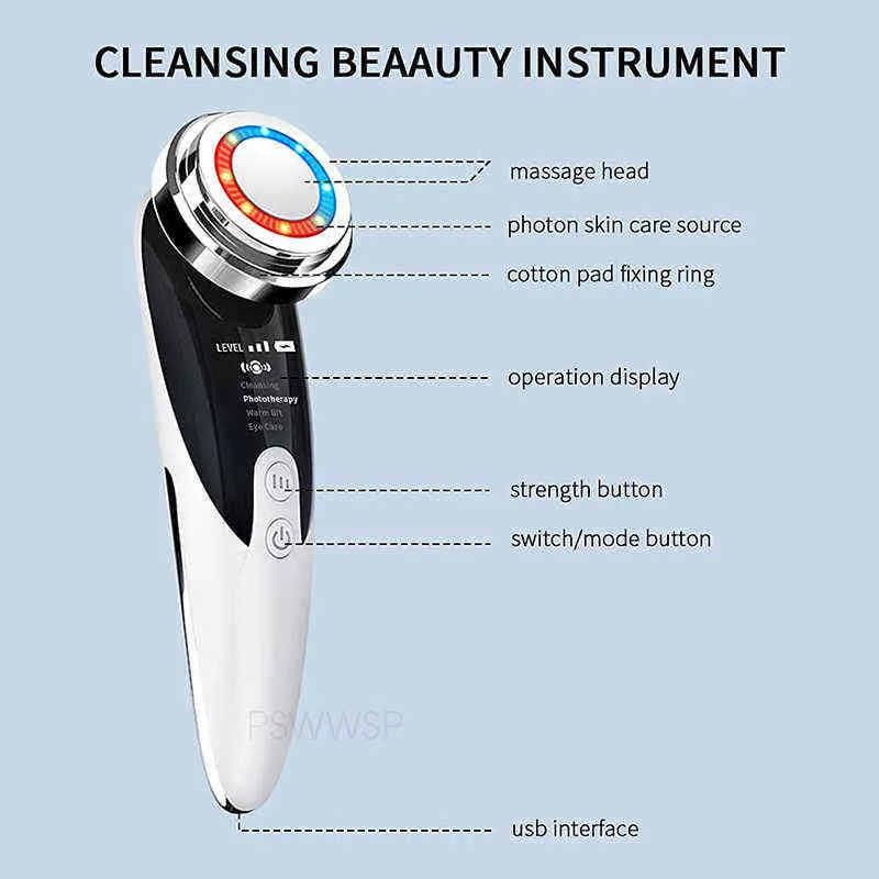 EMS Face Massager LED Light Therapy Facial Radiofrequency Wrinkle Removal Skin Tighten Radio Mesotherapy Beauty Device Care 220520