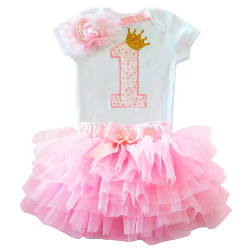 One Year Baby Girl Dress Birthday 1 Baptism Tutu Dresses Princess Toddler Party Outfits Costume Summer Kids Clothes 220426