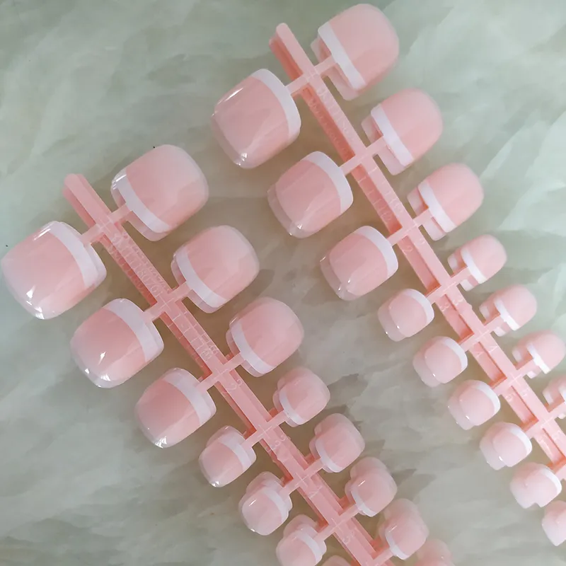 10 kits Nude Natural Pink Full Cover Short French Foot Fake Nails Manicure Tips faux ongle False Art Salon Tools 220716