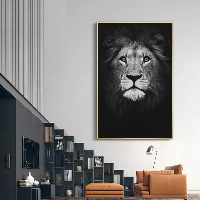 Animais pintura zebra leão elefante rinoceronte fotos preto e branco canvas Pôsteres Arte de parede para quarto de vida sem moldura