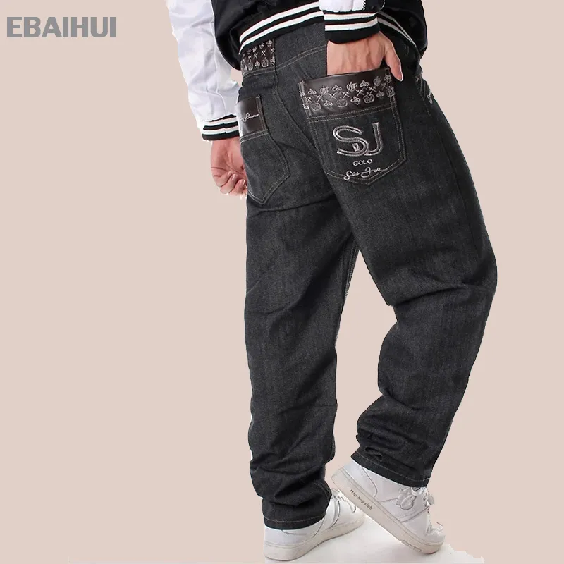 EBAIHUI Men's Denim Pants Loose Plus Size Palazzo Casual Streetwear Jeans Harem Straight Male Baggy Hip Hop Wide Leg Denim Trousers