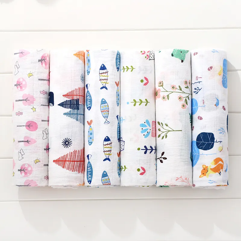 120cm110cm 2 camadas Muslin Blanket Galze Bamboo Baby Swaddle Bobetes Baby Muslin Battaniye 220816