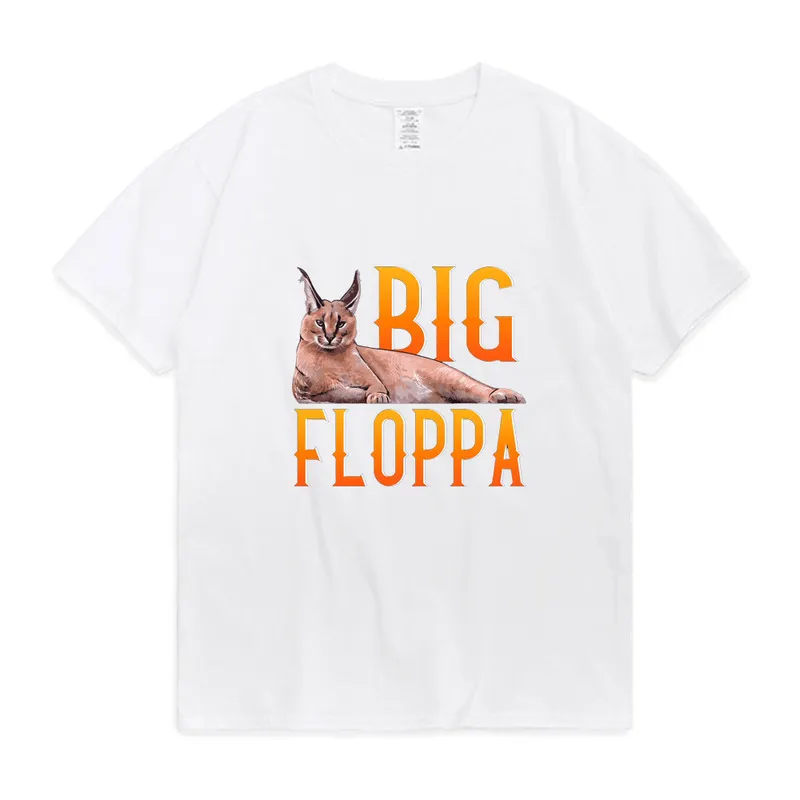 Big Floppa Meme Cute Caracal Cat T Shirt Men Women Street Oversized Fashion Short Sleeve Tees Couple All-match Black T-shirt 220708