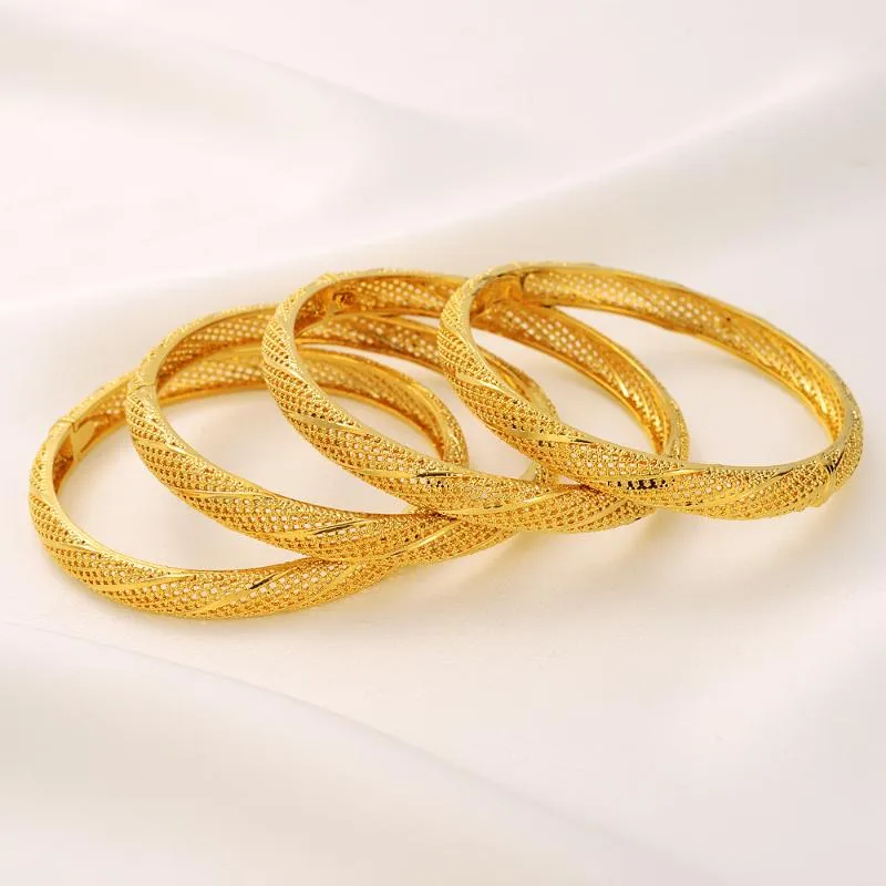 Bangle 24k Bangles Золотой цвет Dubai India for Women Африканские свадебные браслеты Свадебные украшения подарки Banglebangle Inte22976