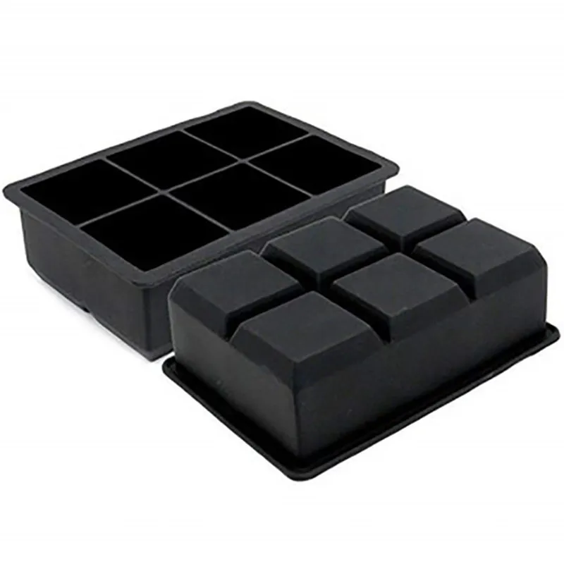 Sans BPA 6 grands bacs à glaçons moule géant Jumbo grand Cube en Silicone de qualité alimentaire carré bricolage fabricant 220531