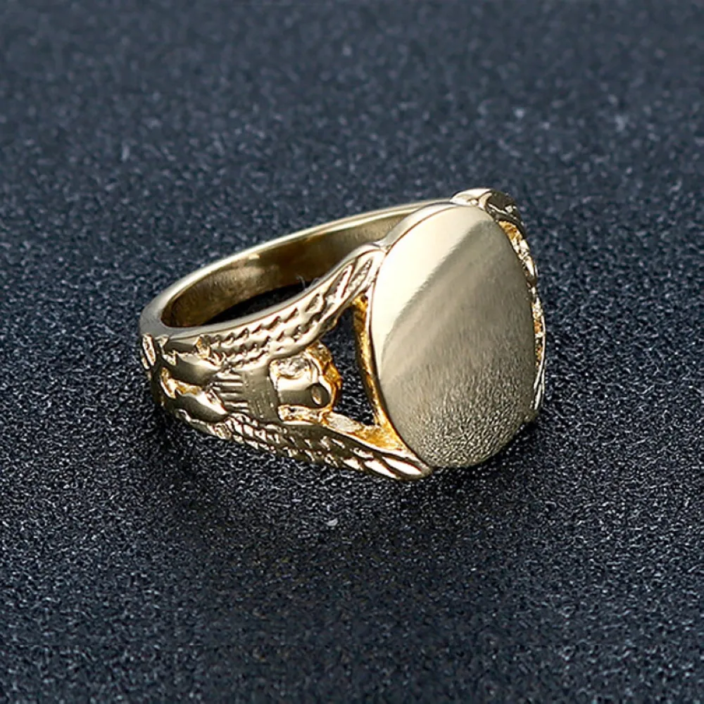7-16 Multi tamaño gran anillo macho hembra femenino de acero inoxidable forma ovalada de oro ovalado liso