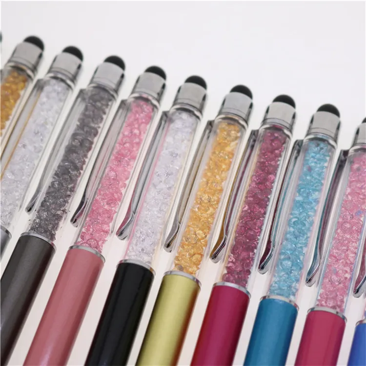 Home Glitter Ballpoint Pen Student bling blings writing pens Colorful Crystal Ball pens black ink Touch PensFor School Office Supplies ZC1195