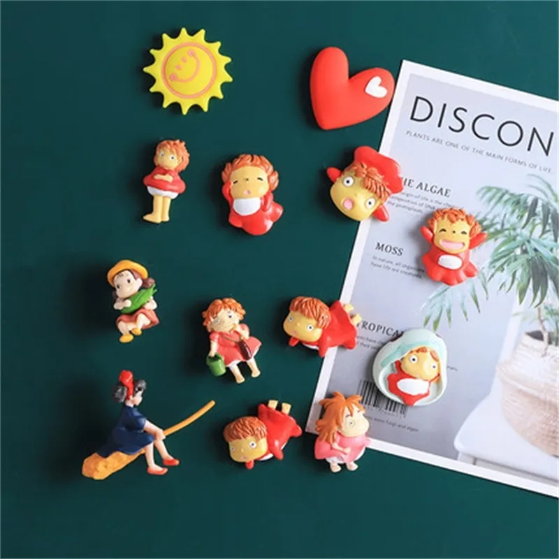 Dessin animé 3D Creative Little Witch Ponyo Magnetic Stickers Migned Home Decoration Maignes Home Decoration