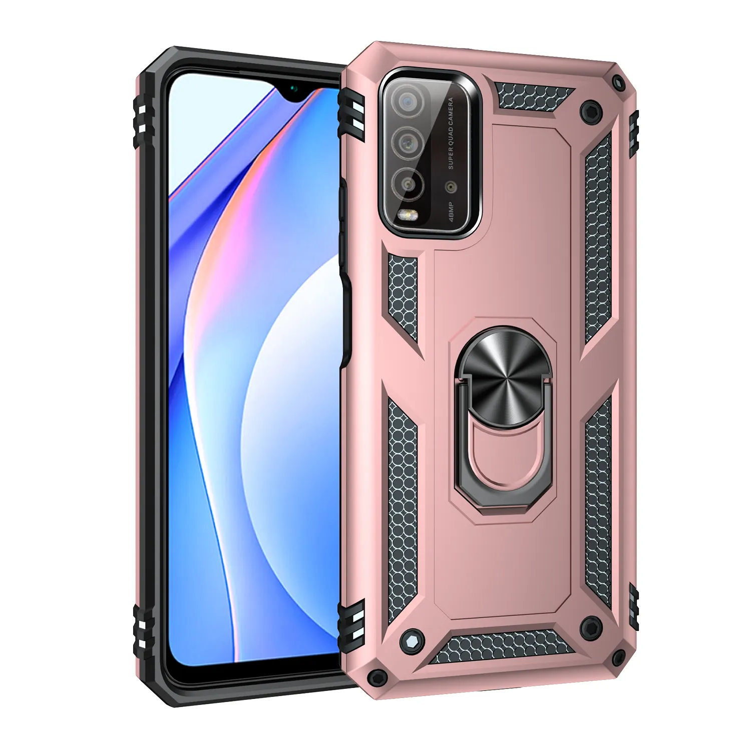 Schokbestendig Armor Cases voor Xiaomi Redmi 9T 9 Power Note 9 4G POCO M3 met TPU Magnetische metalen Ring + PC Back Beschermhoes