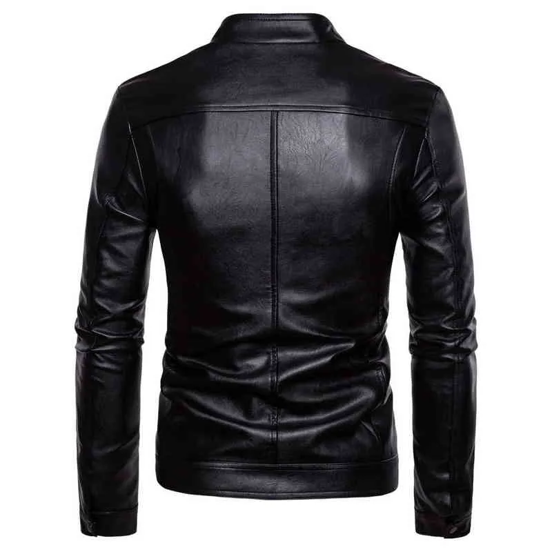 Automne Hommes Zip Up Veste Moto Faux Cuir Casual Biker Moto Veste Oversize 5XL Mâle Noir Pu Veste Avec Manches Longues top L220725