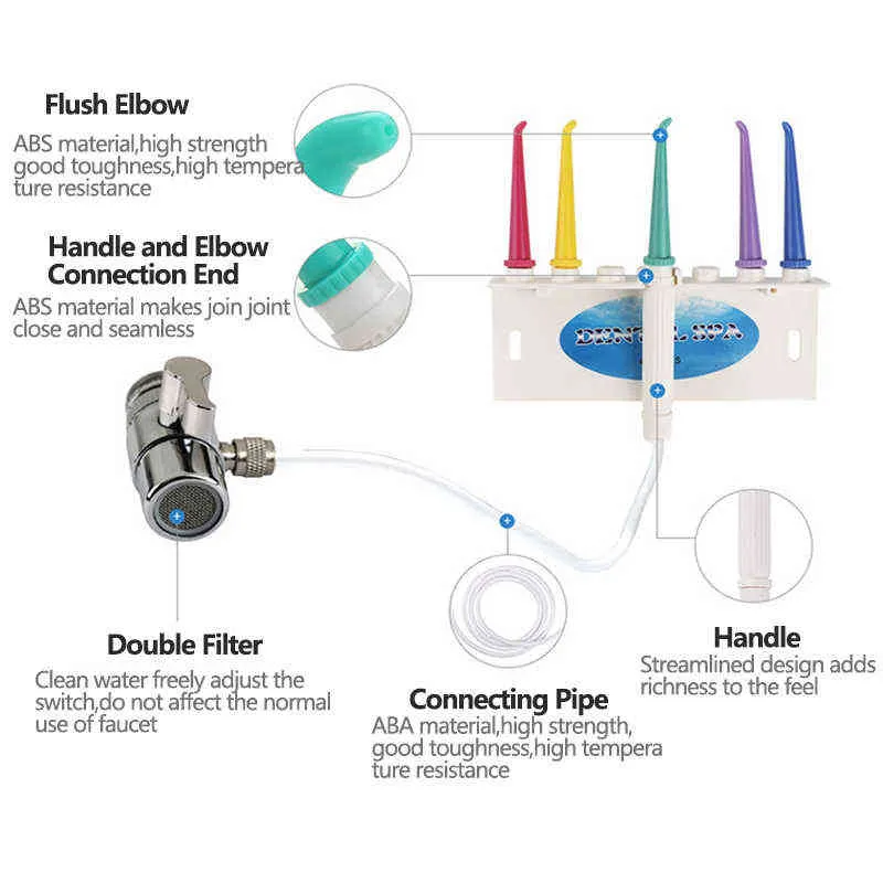 수도꼭지 경구 구조 분해기 제트 교체 노즐 치과 용수 치아 치아 미백 클리너 스파 도구 드롭 컨칭 220513