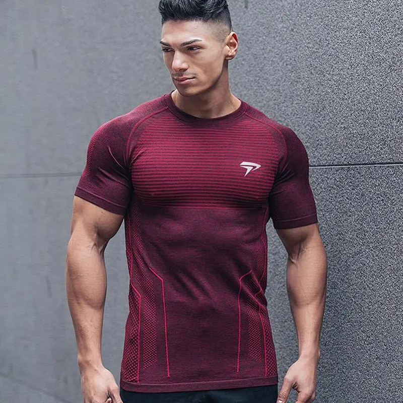 Men Running Tight Short Tshirt compression Quick dry t shirt Male Gym Fitness Bodybuilding jogging Tees Tops clothing 220615