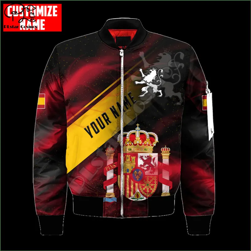 PLSTAR COSMOS Spain National Emblem and Flag 3D Printed Men Jacket Jacket Hip Hop Usisex Casual Windbreaker Drop S22 220708