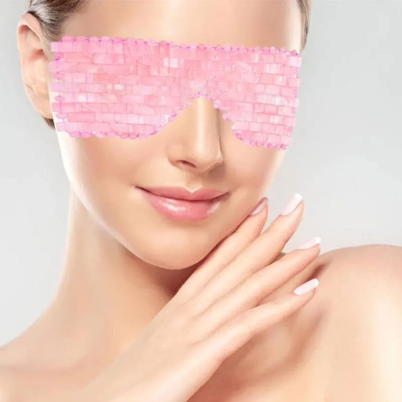 Masseur Jade Eye Rose Quartz masque naturel thérapie par la chaleur froide sommeil masque pour les yeux soulager la Fatigue soins de la peau visage outil de beauté 2207159759654