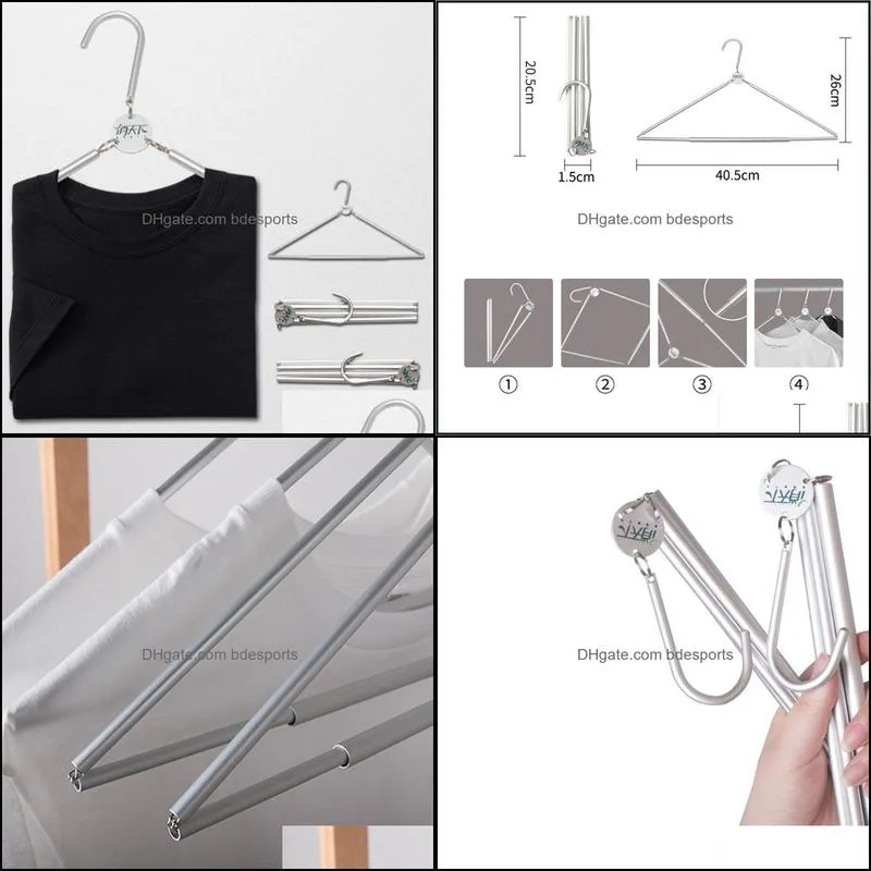1pc Portable Foldable Hanger Aluminum Alloy Clothes Rack For Travel Household Dormitory Coat Hangers Folding Hangers