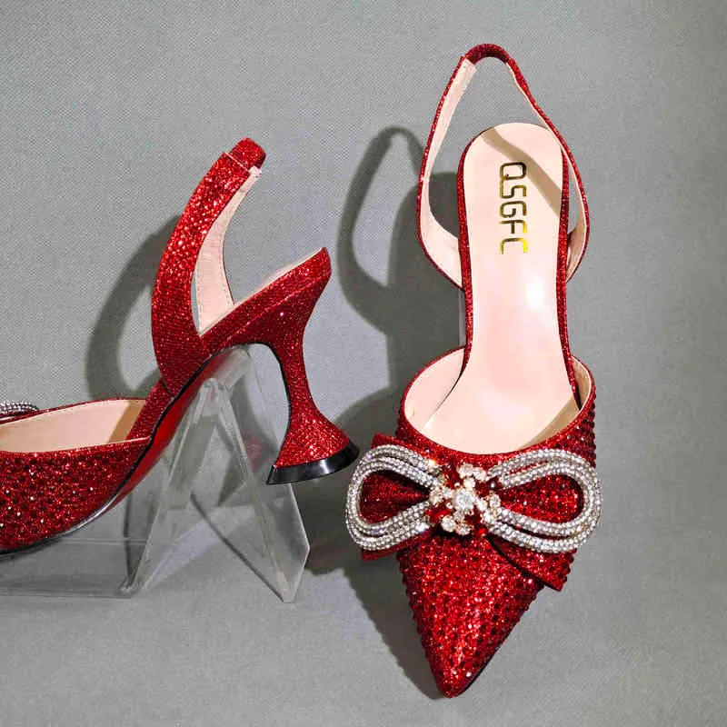 Sac de soirée couleur rouge être verre à vin talon conception dames chaussures fête de mariage ami réunion avec 220615