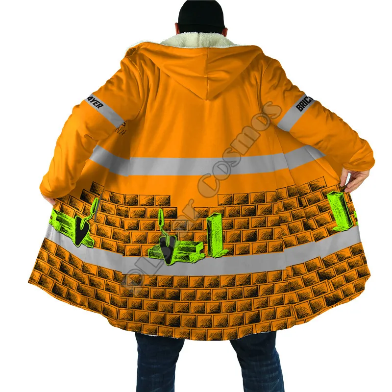 Cutsom, nazywasz Bricklayer 3D Modna moda zimowa mężczyźni kobiety z kapturem płaszcze z kapturem w polaru łamacz wiatru unisex swobodny ciepły płaszcz 220713