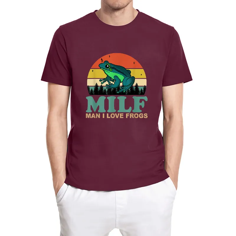 MILF MAN MAN I Love Funny mówienie żaba płazów miłośnicy vintage zabawne unisex koszulka męska koszulka krótkie rękawowe bawełniane topy TEE 220323