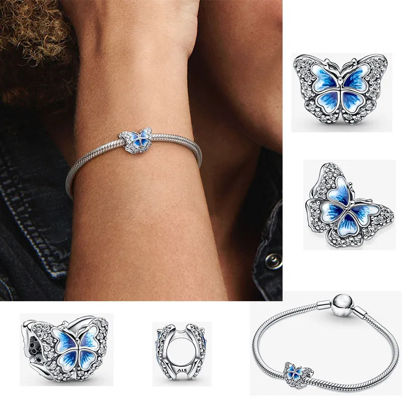 925 argent perle fit charmes Pandora bracelet à breloques papillon insecte charme libellule abeille caméléon perroquet charmes ciondoli bricolage perles fines bijoux