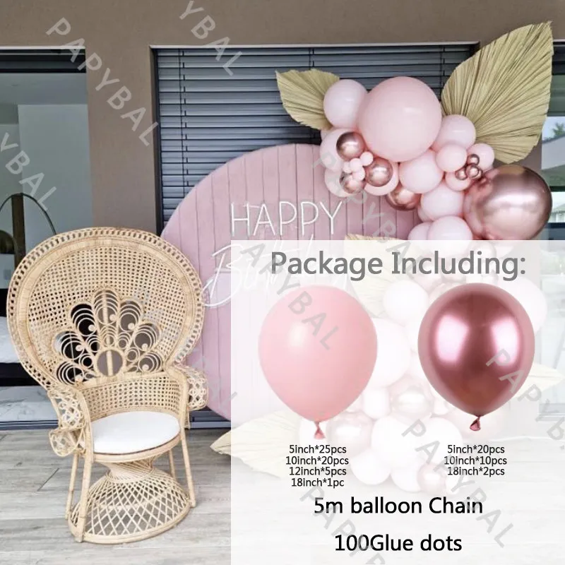 Romantische rosa Ballon-Girlanden-Bogen-Set, Chrom-Roségold-Luftballons, Hochzeit, Party, Dekoration, Geburtstag, Babyparty, Globos-Zubehör 220527