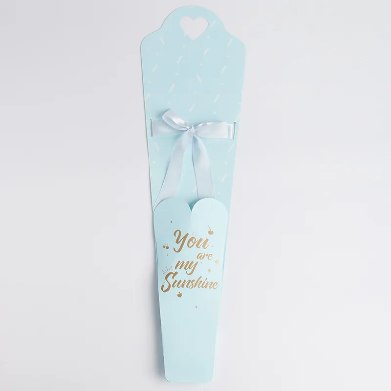 사랑스러운 심장 싱글 장미 슬리브 골판지 종이 꽃 가방 선물 활 장식 꽃 포장 용품 220608