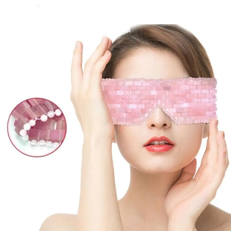 Massager Jade Eye Rose Quartz Natural Mask Kall Värmeterapi Sömn Ögonmask Lindra trötthet Hudvård Ansiktsskönhetsverktyg 220715