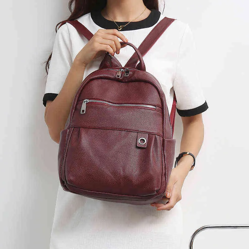 School Bag's Fashion Big PU skórzany plecak Duża pojemność Podróż dla dziewcząt plecaki żeńska książka 2022 Trend 220802