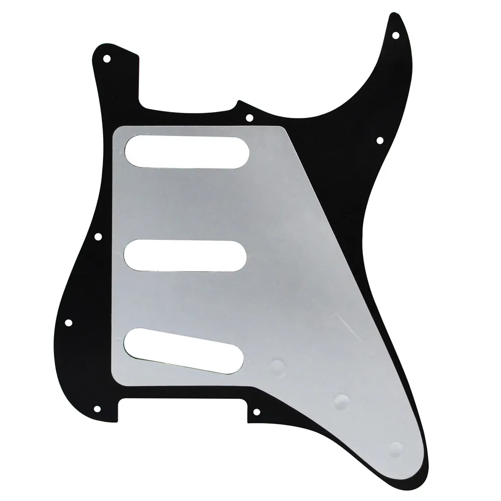 1 Conjunto Canhoto 11 Furos SSS Guitar Pickguard Scratch Plate Backplate Parafusos Black 3Ply Para Peças de Guitarra Elétrica
