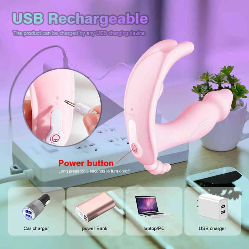 Nxy Eggs Wearable Dildo Vibrator Pink Sex Toys for Female Masturbator Panties G spot Clitoris Stimulator Vagina Massage Women Erotic 220421