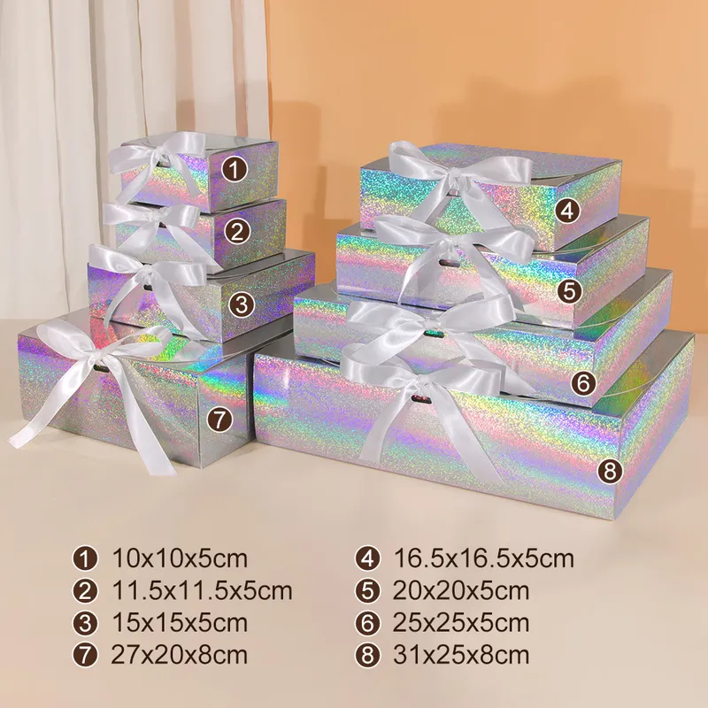 Laser ruban cadeau vacances fête bonbons vêtements général emballage carton papier sac prend en charge taille personnalisée imprimé 220706